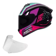 Capacete Asx Draken Cougar Preto Tiffany + Viseira Fume