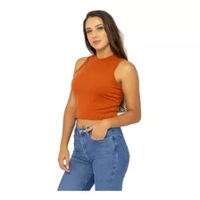 Blusinha Cropped Feminino Gola Alta Moda Gringa Chique 