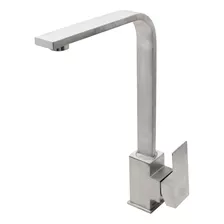 Torneira Monocomando De Cozinha Quadrada Aço Escovado Bancada Império Imports Misturador Slim De Mesa Escovada Gira 360º