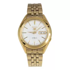Reloj Seiko Automatic Classic Con Placa Dorada Snkl26k1, Color De Correa Dorado, Color Del Bisel N/a, Color De Fondo Blanco