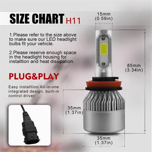 S 9005 H11 Kit De Focos Led Para Honda Luz Alta Y Baja . Foto 3
