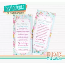 Estampita Bautismo Nena - Señalador Bautismo Para Imprimir