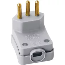 Plug Macho 90° Com Prensa Cabo 2p+t 10a Cinza 2055 - Perlex