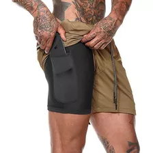 Gimnasio Short Con Licra Deportiva 2 En 1 Hombre Correr