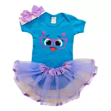 Body Mesversário Sophie Bolo Fofo Temático Saia+tule+laço 