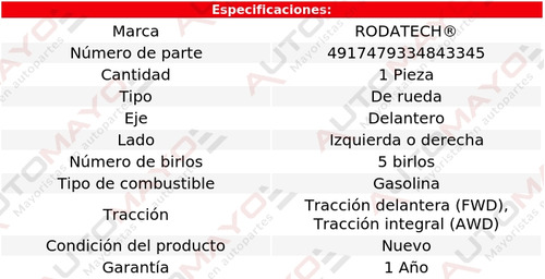 1 - Maza De Rueda Del Rodatech Santa Fe V6 3.3l 15-18 Foto 5