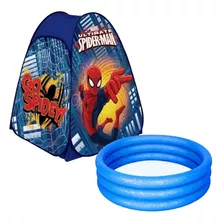 Barraca Cabana Homem Aranha Azul Menino Piscina 80 Litros