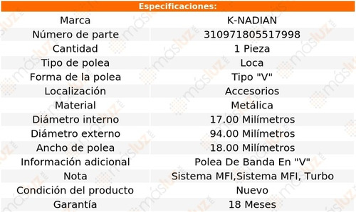 Polea Tipo  V  Metalica 505 L4 2.2l 89 Foto 3