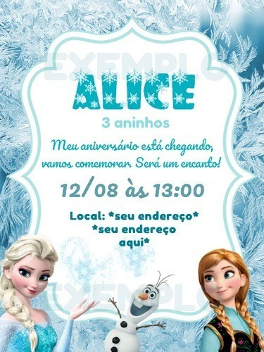 Convite Digital De Aniversário - Frozen Princesa Elsa E Anna