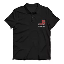 Remera Polo Chomba Hombre Bordado Pecho Camión 450 Bordó