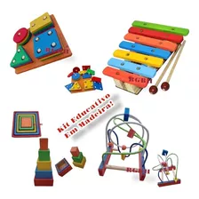 Kit Brinquedo Educativo Xilofone + Prancha + Aramado + Cubo