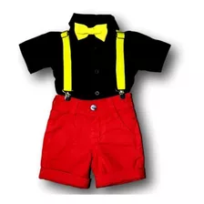 Conjunto Roupa Festa Mickey Meninos 1 A 8 Anos Verão