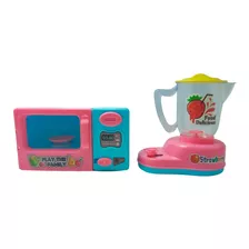 Kit Mini Microondas E Liquidificador Brinquedo De Cozinha