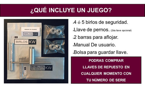 Birlos De Seguridad Kw | Gmc Acadia (3) Rin20 Foto 5