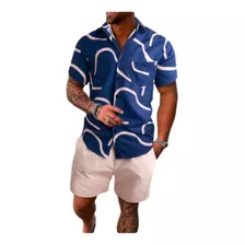 Conjunto Casual Playa Fresco Para Hombre Short Y Camisa