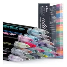 24 Colores Contorno Metallic Markers Pens, Garabatos Do...