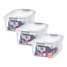 Set X3 Caja Organizadora Plástico Pequeña Baja 6 Lts Sanremo