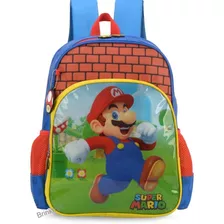 Mochila De Costas Infantil Masculina Super Mario Bros 37563 Cor Azul