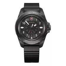 Reloj De Pulsera Victorinox 241982.0, Analógico, Para Hombre, Fondo Negro, Con Correa De Silicona Color Negro, Bisel Color Negro Y Hebilla Doble