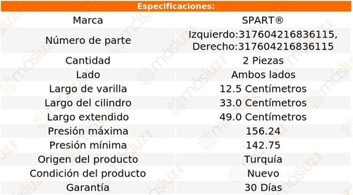 2- Amortiguadores Cofre Pontiac Solstice 2006/2009 Spart Foto 2