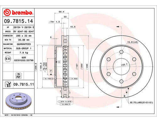 Par Discos Brembo Chevrolet Tahoe Lt 1995-1996 Delantero Foto 2