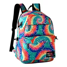 Mochila Escolar Notebook Banda Grupo Now United Tie Dye Clio Cor Verde Desenho Do Tecido Estampado