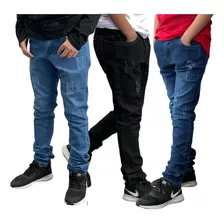 Kit 3 Calças Jeans Infantil Juvenil Masculina C/regulador