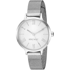 Reloj De Pulsera De Malla Plateada Para Mujer Nine West