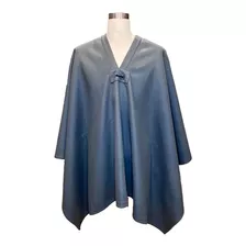 Poncho Lana Muflon Artesanal Azul Telar-corralero Sastreria-