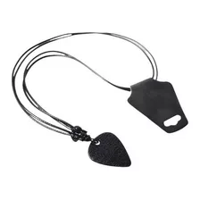 Colar Masculino Palheta Violão Musical All Black Regulável