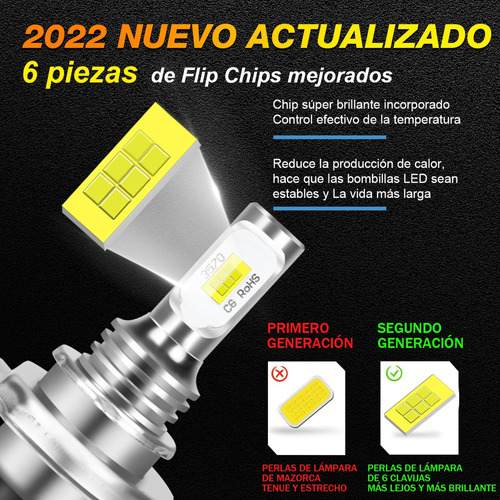 Fwefww Kit De Faros Delanteros Led H4/9003 9006 Para Toyota Foto 4