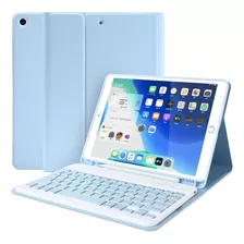 Funda Con Teclado Para iPad 10.2 De 9/8/7 Generacion (azul)