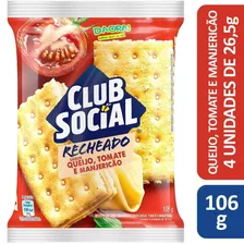 Biscoito Recheado Queijo Tomate E Manjericão Club Social 106g