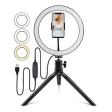 Luz Ring Light 8 Pol + Tripé De Mesa + Suporte Para Celular Cor Da Estrutura Preto Cor Da Luz 3 Cores 110v/220v