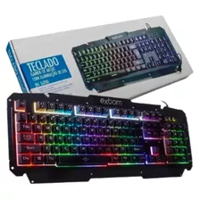 Teclado Gamer Exbom Bk-g200 Qwerty Brasil Preto Com Luz Rgb