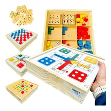 Jogo De Mesa 4x1 Dama Ludo Dominó Jogo Da Velha Kit 4 Jogos