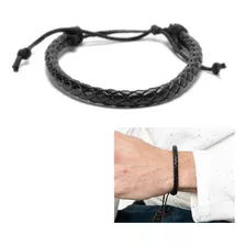 Pulsera De Hombre De Cuero Trenzado Negro