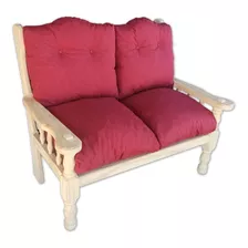 Sillón De Madera | 2 Cuerpos | Con Almohadones | Sin Lustre