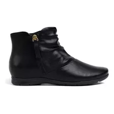 Bota Feminina Comfortflex Cano Curto Franzido Preto