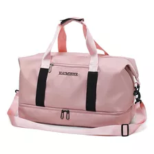 Bolsa Mala De Mão Feminina Masculina Viagem Gym Esportiva Acambamento Dos Ferragens Metal Cor Rosa Cor Da Correia De Ombro Rosa Desenho Do Tecido Liso