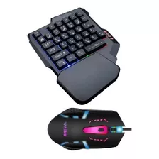 Kit Teclado Mouse Uma Mão Usb Rgb Led Multimídia Game Jogo 