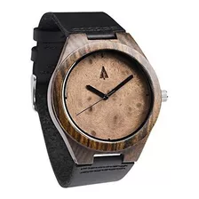 Treehut Mens Ebony Walnut Burl Reloj De Madera Con Correa De