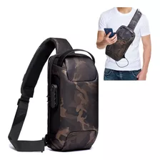 Mochila Cruzada Antirrobo Impermeable Hombre Con Cerradura