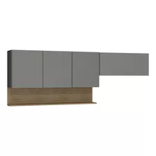 Armário De Cozinha 120cm Com Aéreo 70cm Lina K02 Gris/freijó