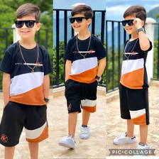 Conjunto Masculino Kit Roupa Infantil Camisa + Bermuda Abala