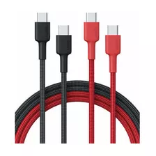 2 Cables Usb-c A Usb-c De 2 Metros Negro Y Rojo