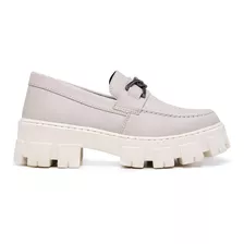 Mocassim Feminino Oxford Tratorado Leve Blogueira Off White