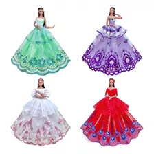 4 Vestidos Finos Ropa Accesorios Muñeca Lujo Fiesta Barbieál