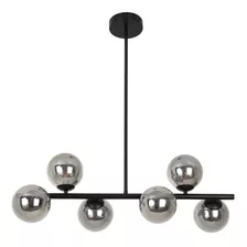 Lustre Pendente 6 Globos Esfera Vidro Molecular Jabuticaba Cor Preto 110v/220v