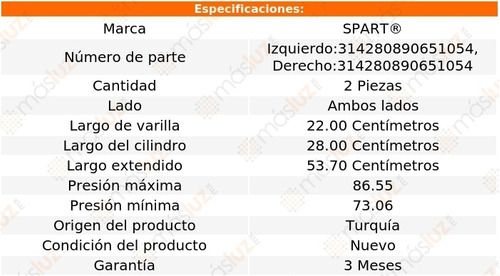 (2) Amortiguadores De 5a Puerta Volkswagen Polo 17/19 Spart Foto 2